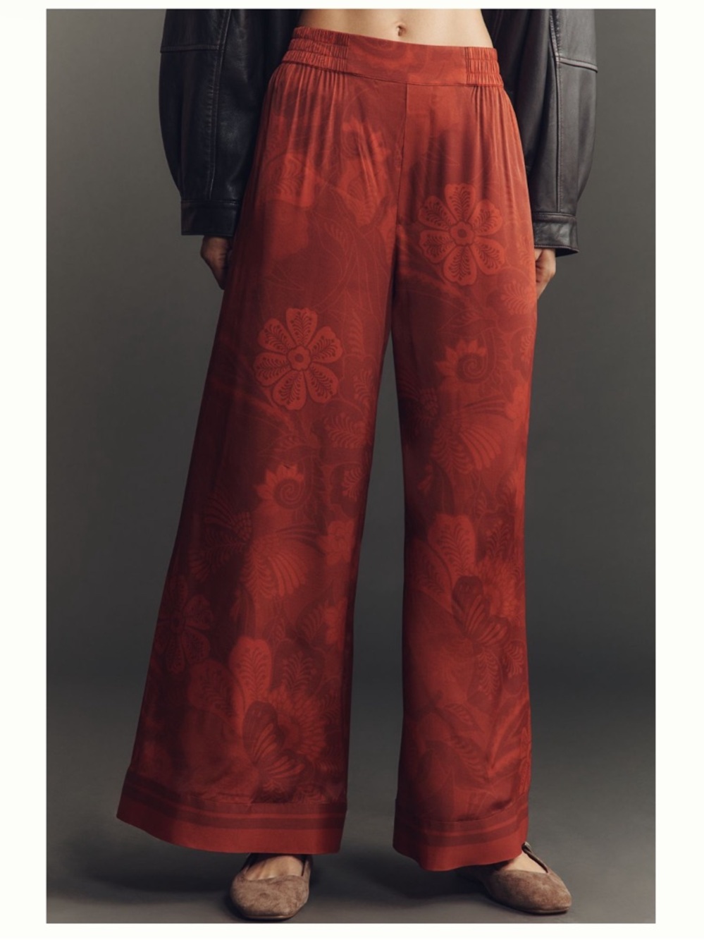 Farm Rio × Anthropologie Printed Wide Leg Pants. Size L. MSRP $188